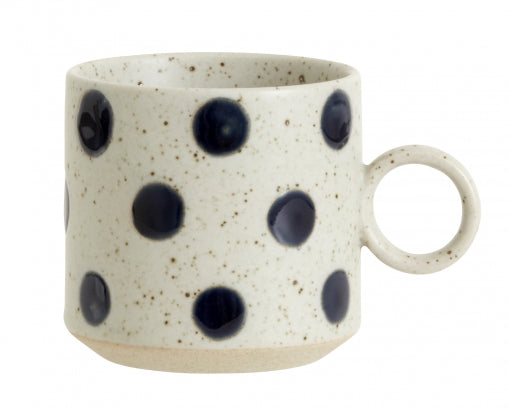 GRAINY dot cup w. handle, sand/dark blue - Design Your Home