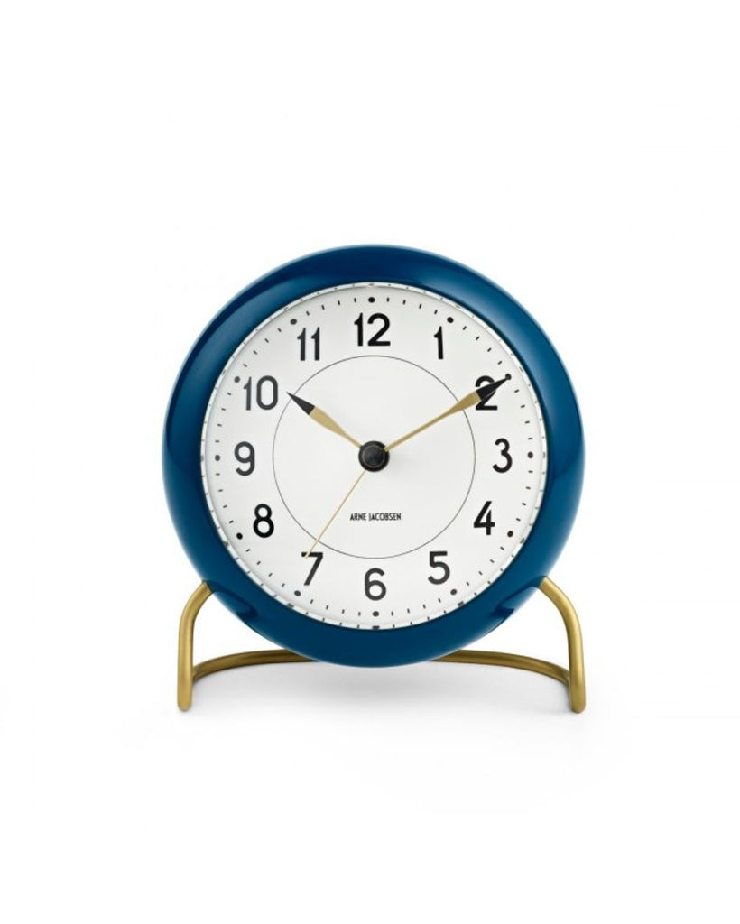 Station table clock Ø11 cm petrolwhite