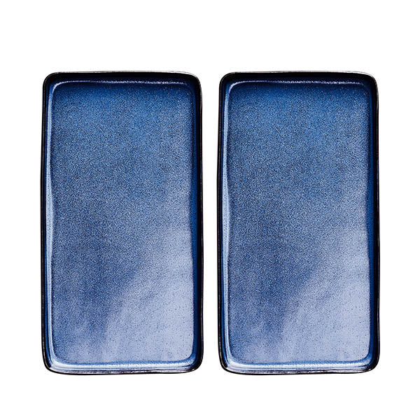 Plat Raw Bleu Nuit rectangulaire 34 x 18 x 2,5 cm 2 pièces dans une boîte cadeau