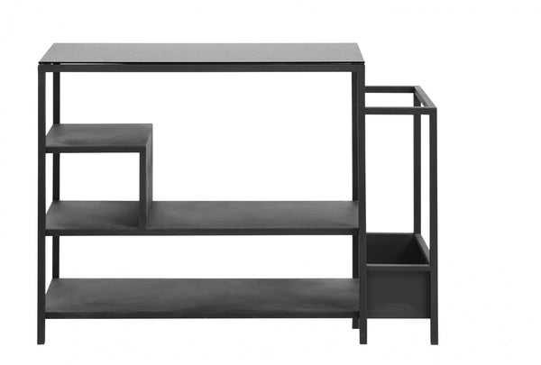 Iron shoe rack with black shelf