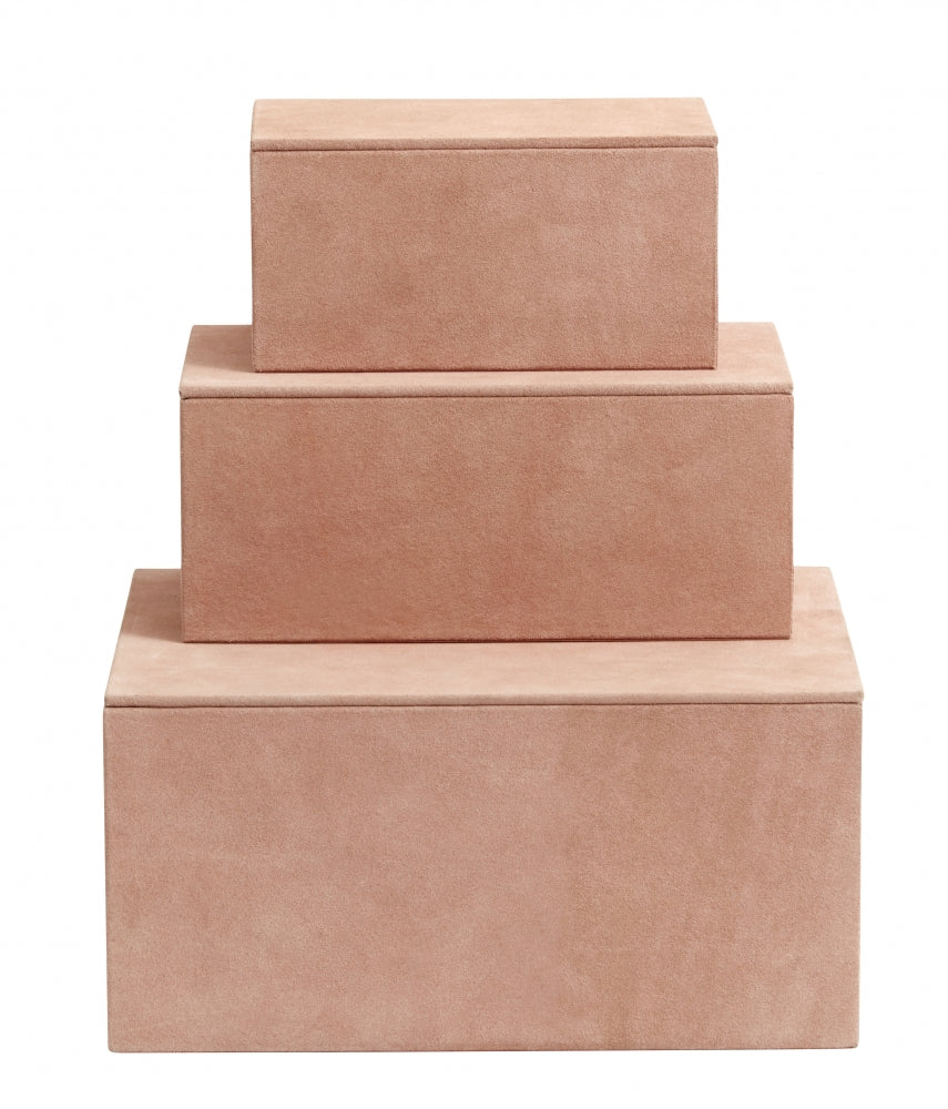 BOX set/3, rose, suede leather