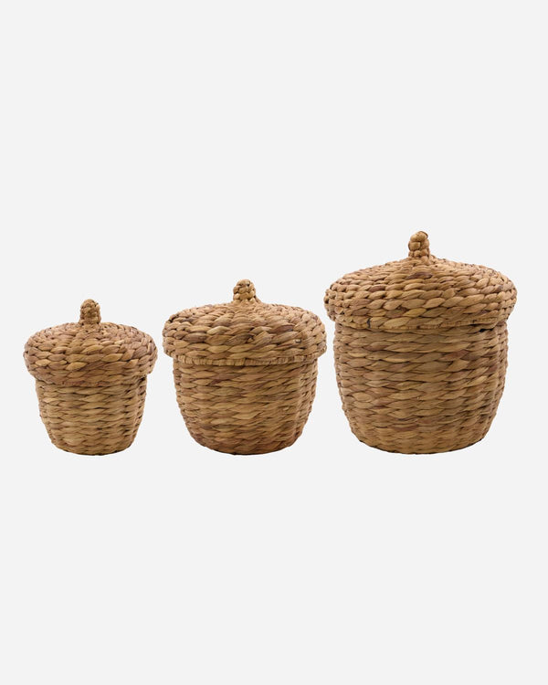 Basket with lid, aske, nature