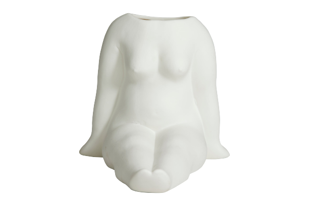 AVAJI sitting full body, vase, white 