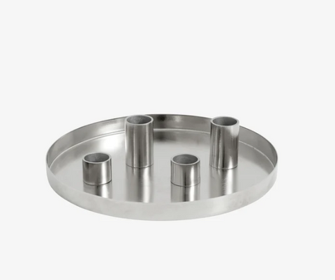 Silver dish w/4 candle cups, small