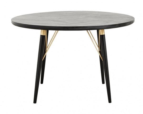 Dining table, round, black wood