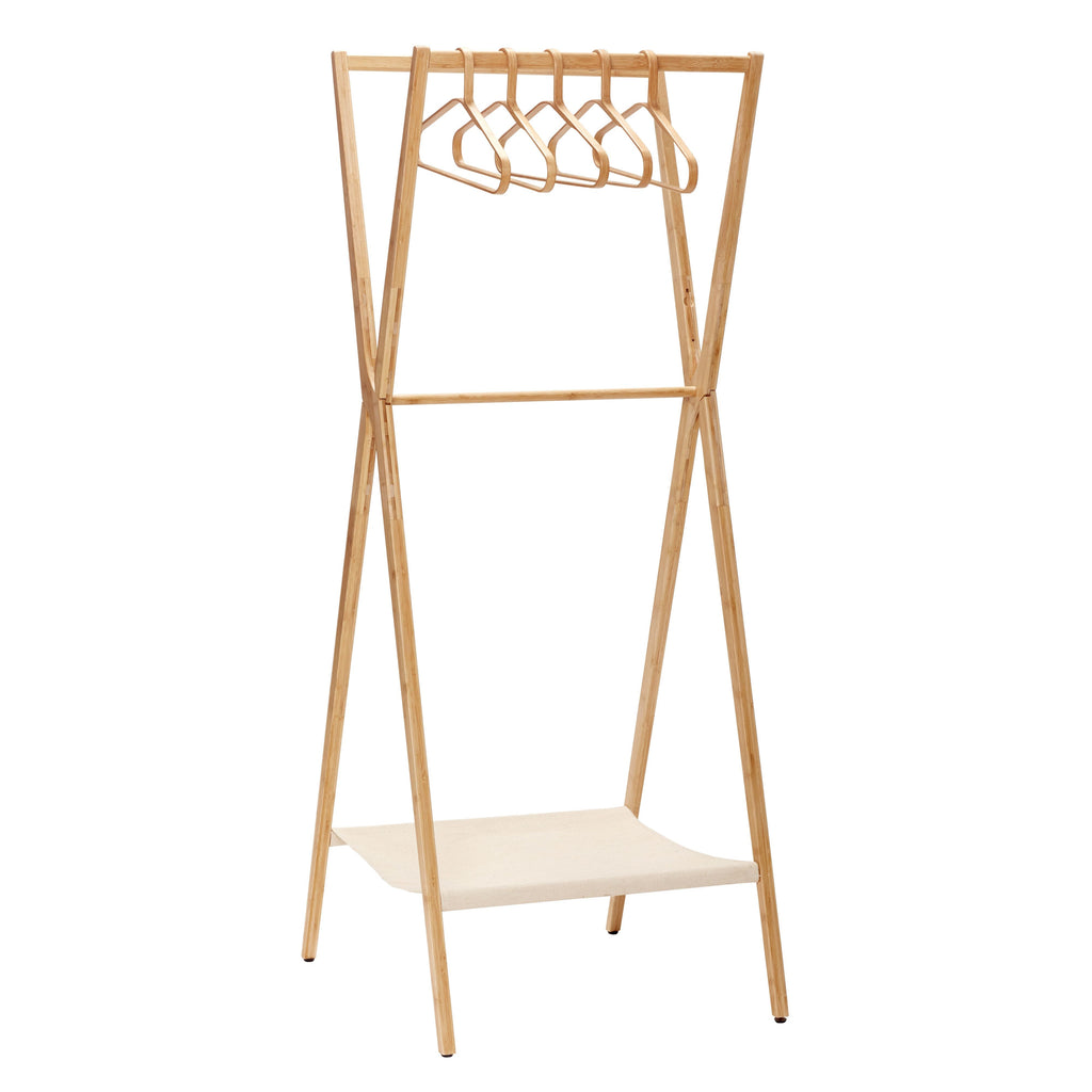 Foldable Bamboo Clothes Rack w Hangers