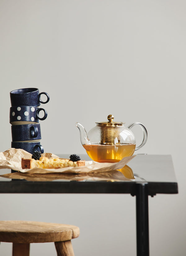 GRAINY tea cup w. handle, dark blue 2pcs