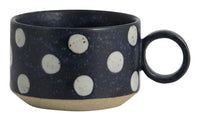 GRAINY tea cup w. handle, dark bluesand 2pcs