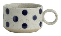 GRAINY tea cup w. handle, sand/dark blue 2pcs