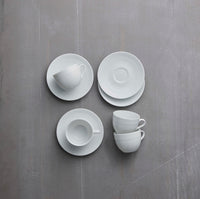 Relief White Coffeecup with Saucer - Set of 4