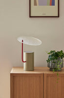 Disc Table Lamp Khaki/Red/Textured