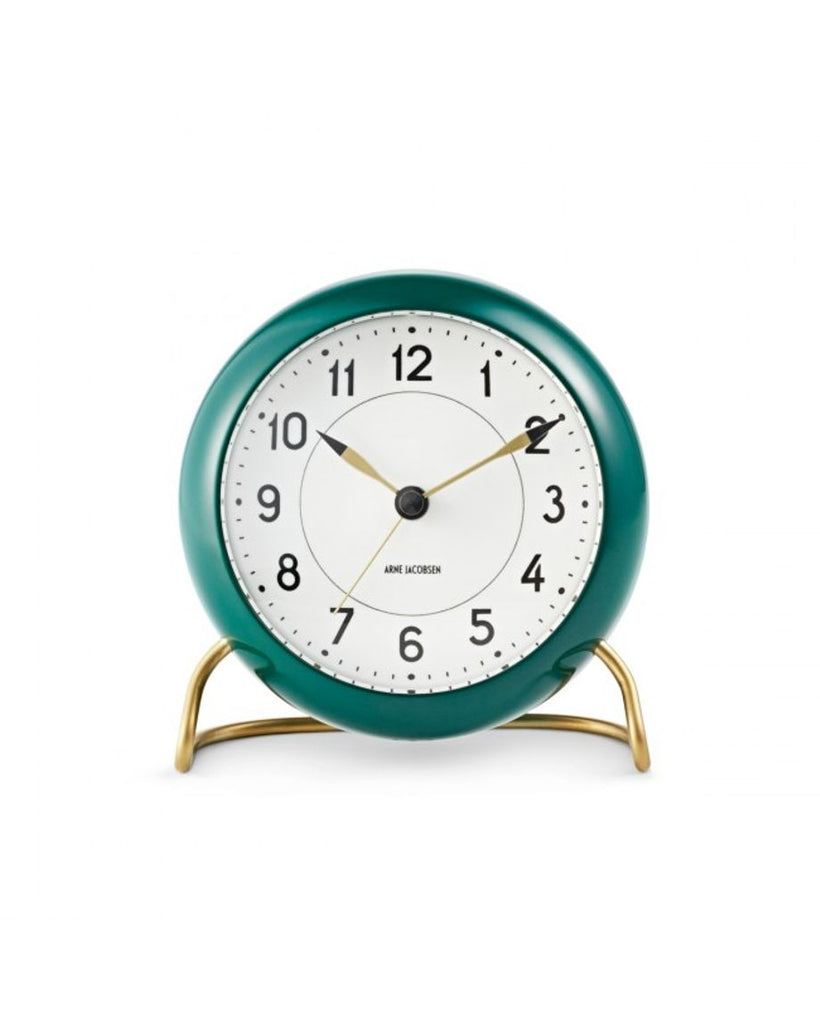 Station table clock Ø11 cm greenwhite