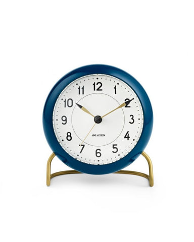Station table clock Ø11 cm petrolwhite
