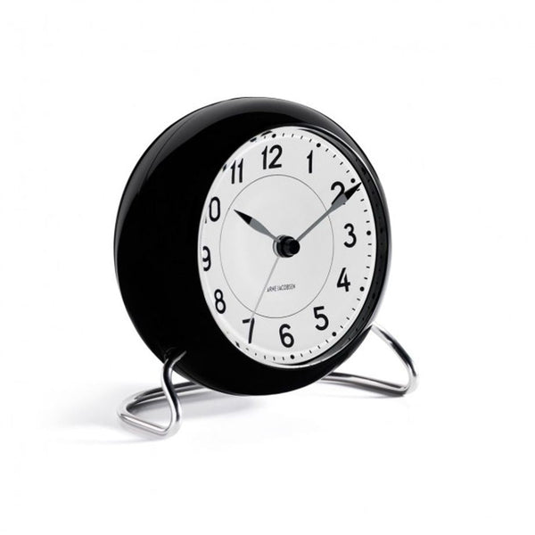 Station table clock Ø11 cm white  black