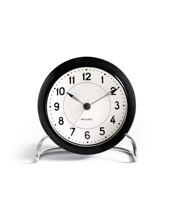 Station table clock Ø11 cm white  black